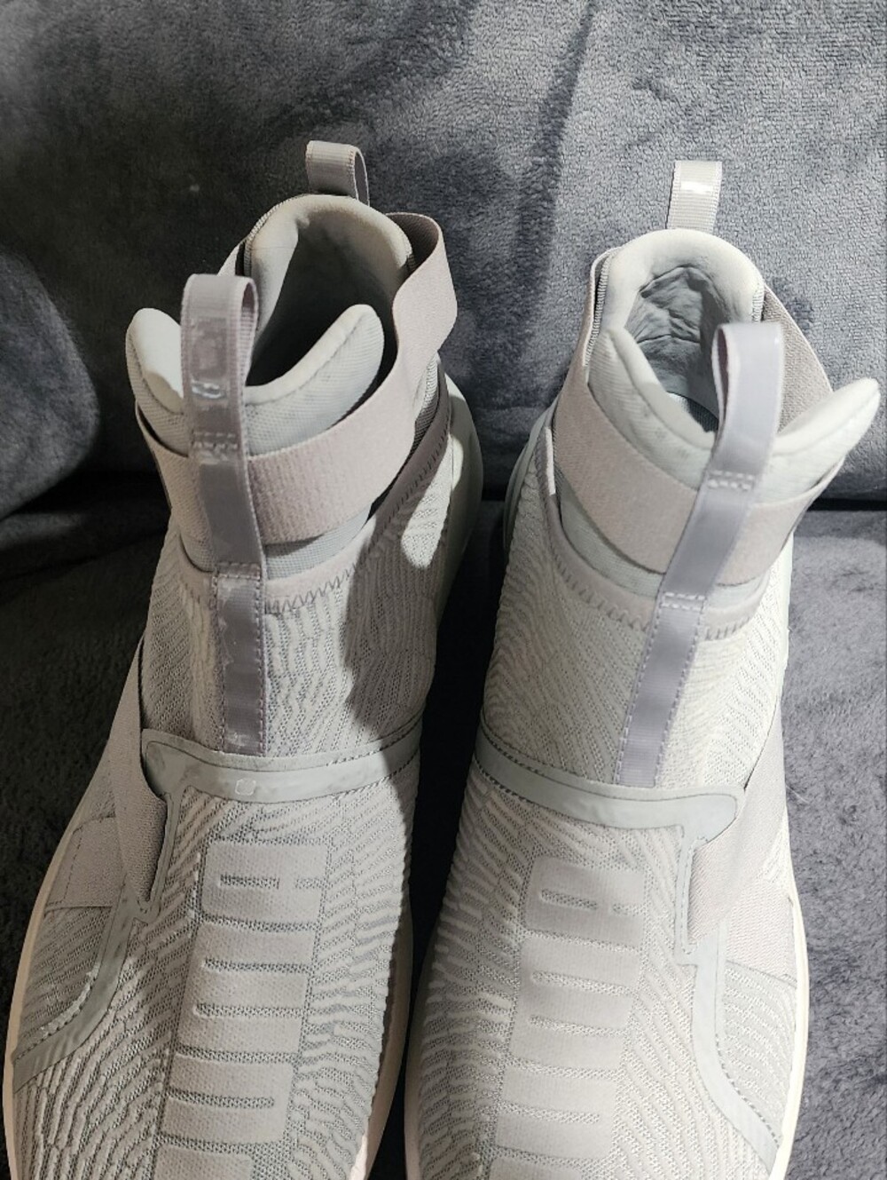 Puma High-Top Knit Sneakers in Light Gray